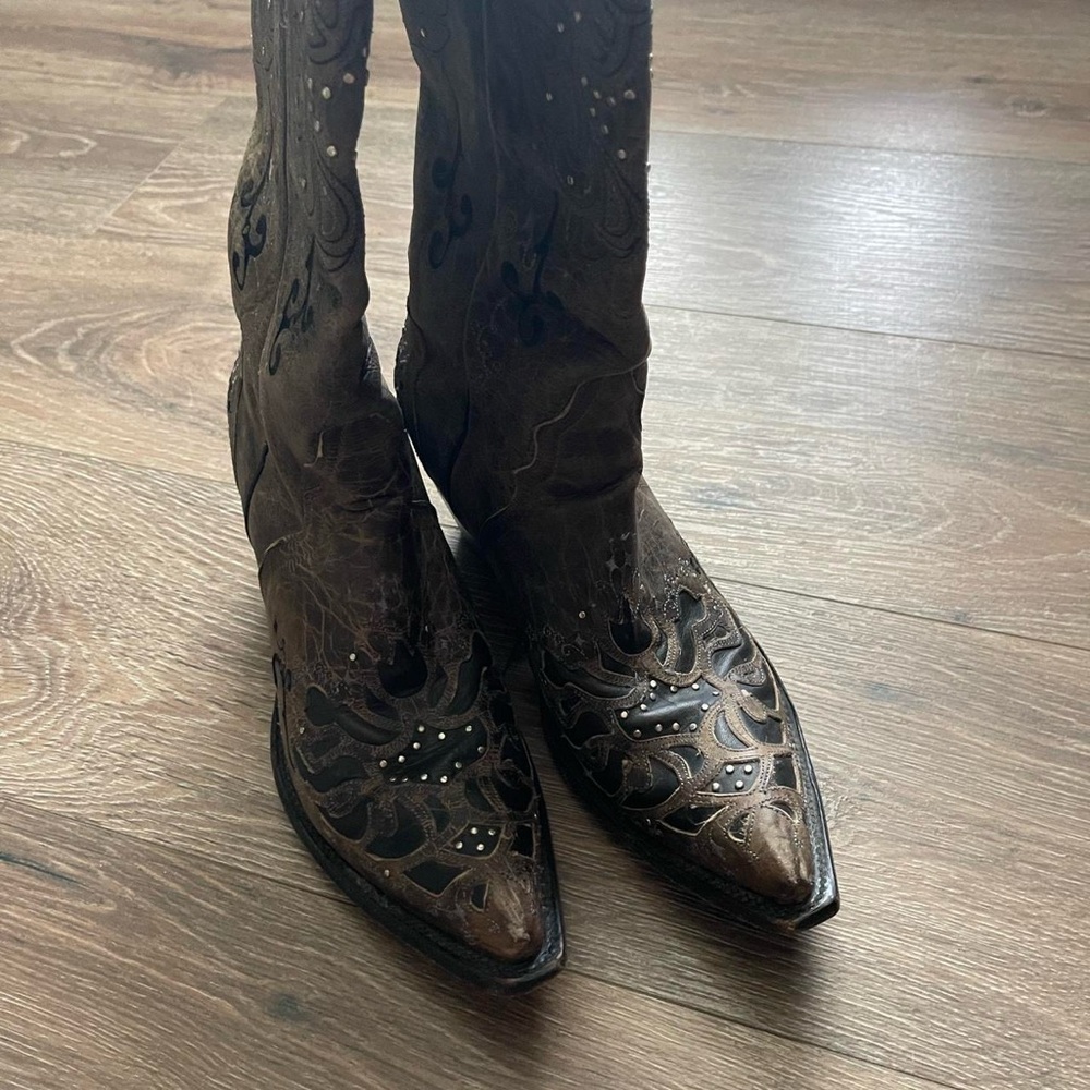 sterling river brown and black tall western boots - Picture 3 of 6